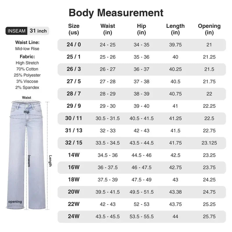 Stretchy Wide Leg Baggy Jeans