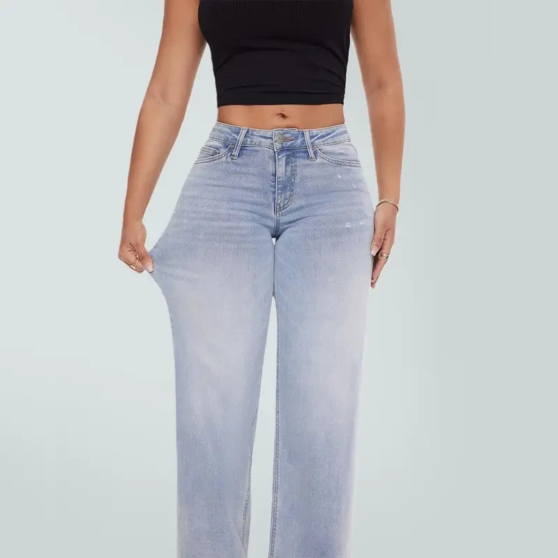 Stretchy Wide Leg Baggy Jeans