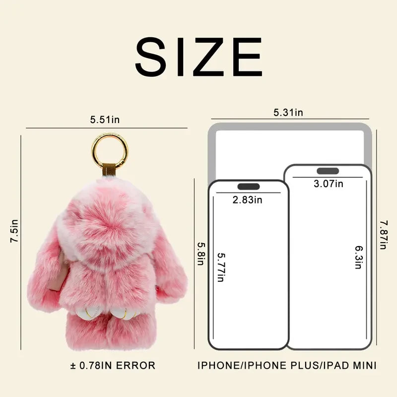 Fluffy Bunny Plush Keychain