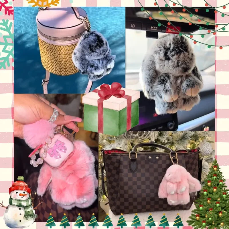 Fluffy Bunny Plush Keychain