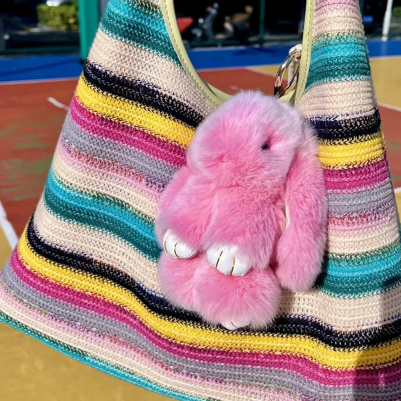 Fluffy Bunny Plush Keychain