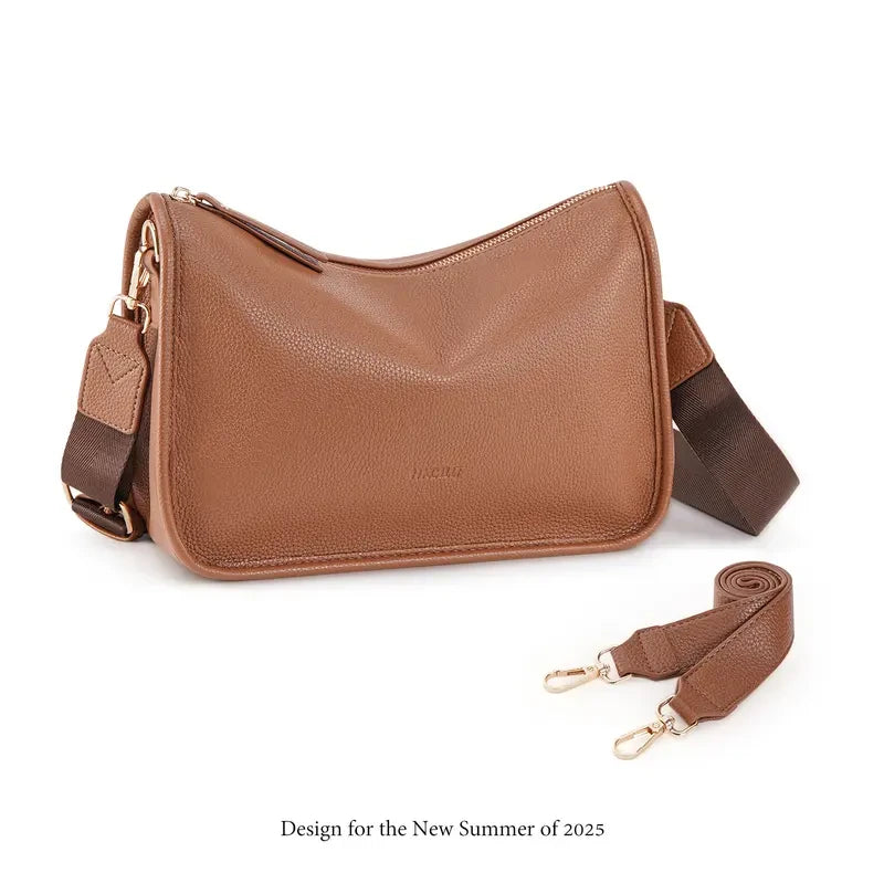 Textured Leather Commuter Crossbody Bag